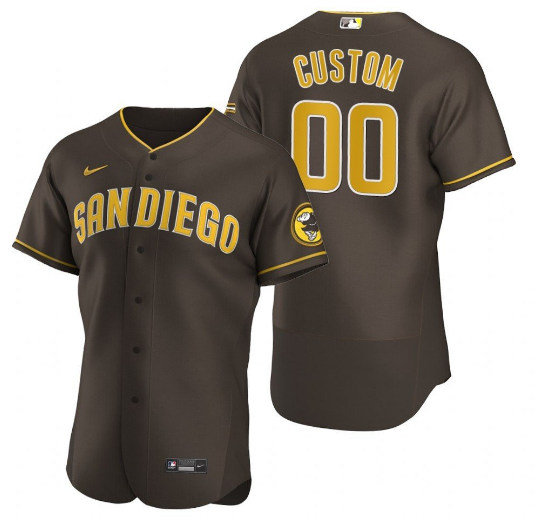 Men's San Diego Padres Brown Customized Stitched Jersey